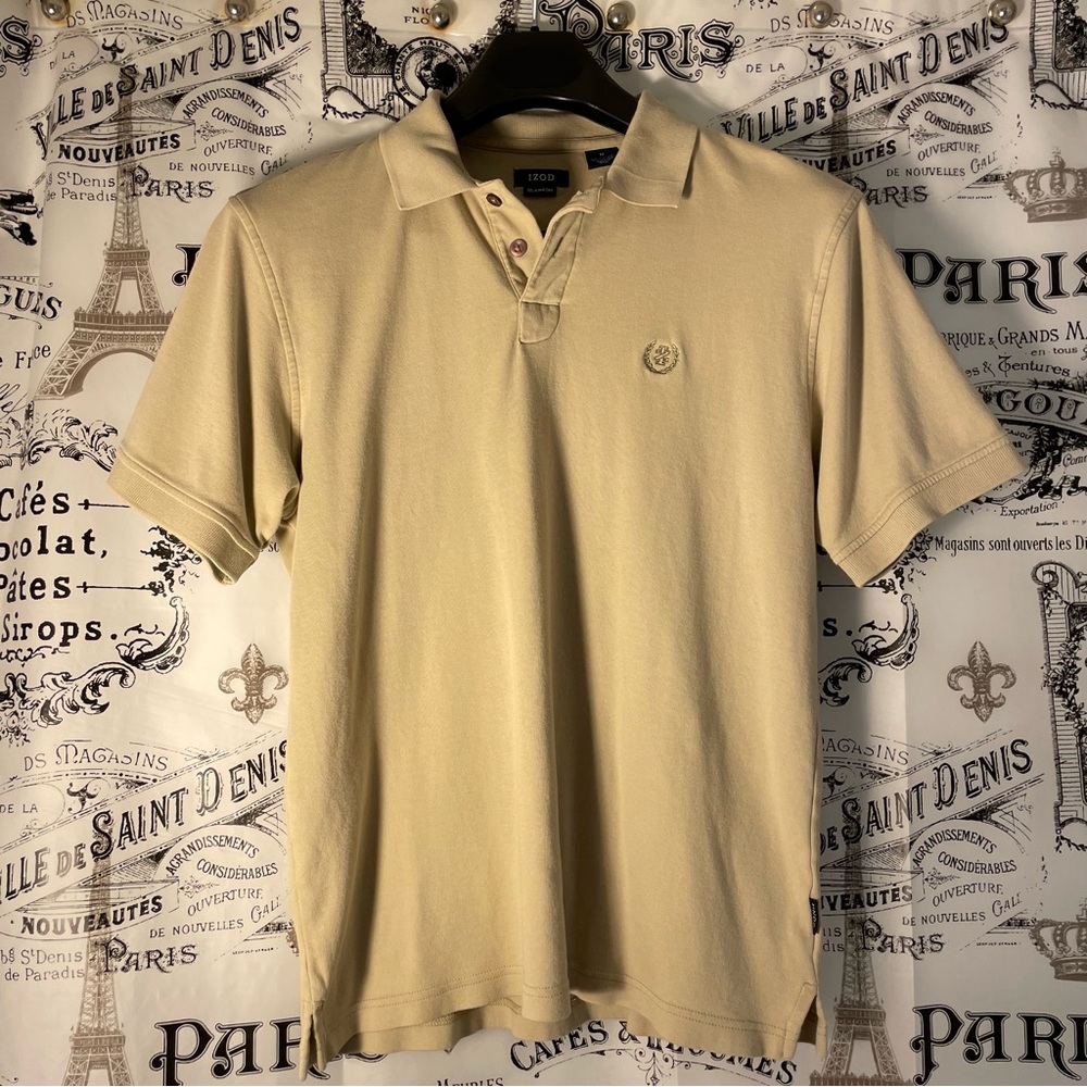 IZOD mens polo shirt. Beige/ Size M/ 100% cotton.